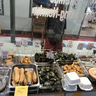 a display of food items