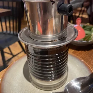 Vietnamese Coffee (Cafe du Monde pour-over espresso with sweet, condensed milk)