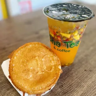 Korean Coin Cake &amp; Passion Tango Tea