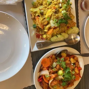 Pineapple Fried Rice  and Orange Chicken