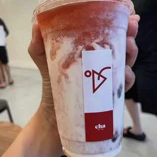 Strawberry with cheese + boba