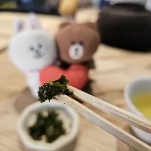 Tea leaves with some shoyu topping