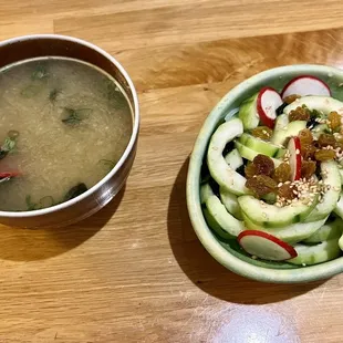 House Miso Soup and cucumber salad (with combo dinner)