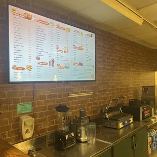  menu on the wall