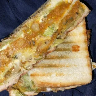 Inside Regular Aloo Mutter sandwich