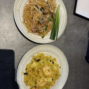 Beef Pad Thai and Pineapple Fried Rice