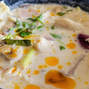 Tom Kha Gai.  One of the best I&apos;ve ever had!  I ordered a bowl, $8.95, and it was huge.