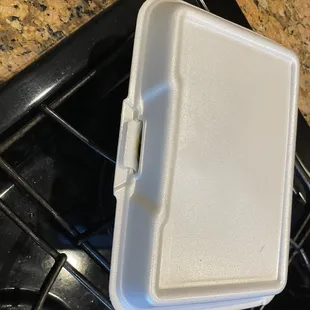 Chicken chucks on top of the rice. They doubled the rice to camouflage the small amount of chicken.  What a cheat.