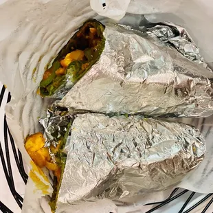 a burrito wrapped in foil