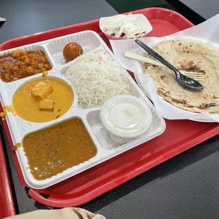 a tray of food on a table