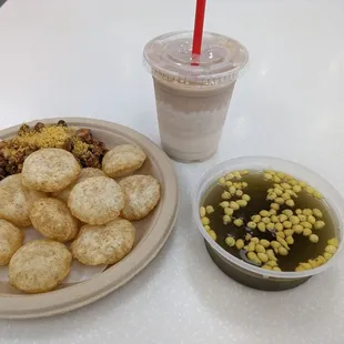 Pani puri and chikoo shake