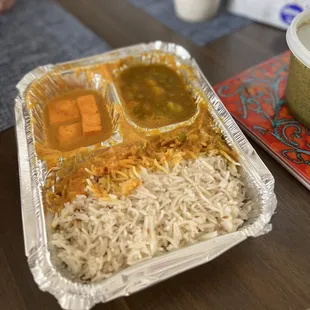 Combo 1 - rice paneer and aaloo mutter