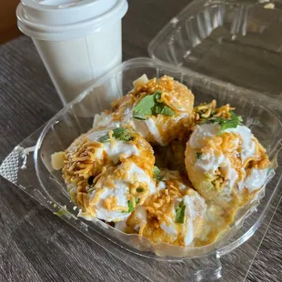 Dahi Bateta Poori and Masala Tea (Chai)