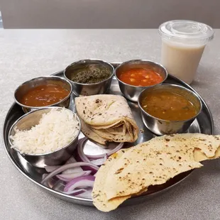 Thali - platter to various courses vegetarian / Vegan dishes