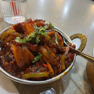 a bowl of food on a table