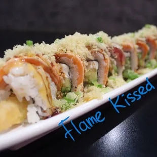 Flame-Kissed Specialty sushi roll
