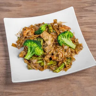 Pad See Ew , or drunken noodle