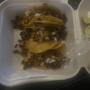 The nasty carne asada tacos cheese