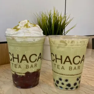two drinks on a table