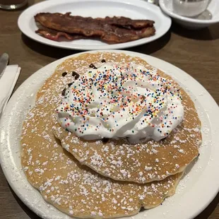 Funfetti dark chocolate chip pancakes