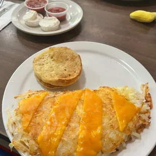 Hash Brown Omelette with English Muffins