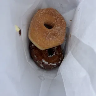 Cinnamon sugar and old fashioned donuts