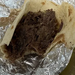 Delicious No salt needed just bite and enjoy. The Barbacoa was prepared excellently removing all the fat, yet still moist and delicious.