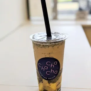 a close up of a drink