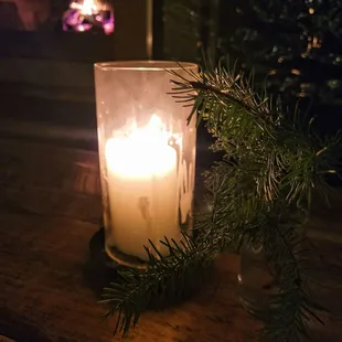 Dinner by Candlelight and the fireplace