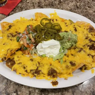 Full order of the ground beef Nachos. Best nachos in town.