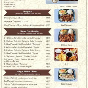 menu, sushi and sashimi