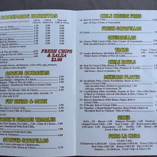 menu