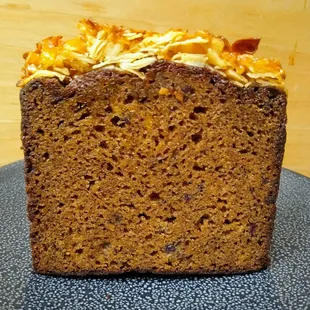 Banana date cake with toffee coconut topping