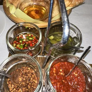 a variety of sauces and condiments
