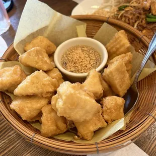Golden Tofu with the best sweet and sour sauce
