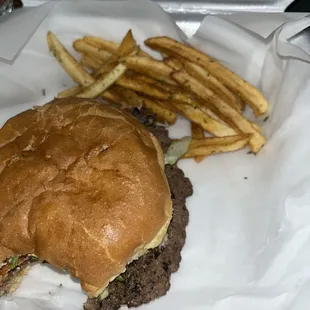 Single Beef Bruger with Fries