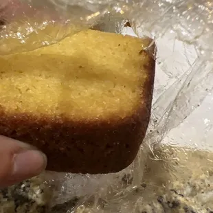 Dense and dry corn bread. Load with butter and it's edible