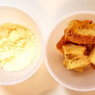 Cheese and croutons to go with the soup