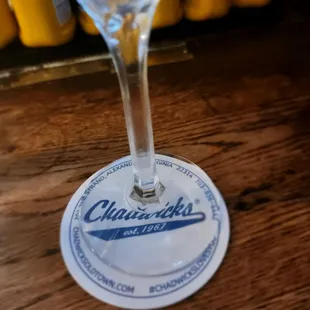 a martini glass on a table