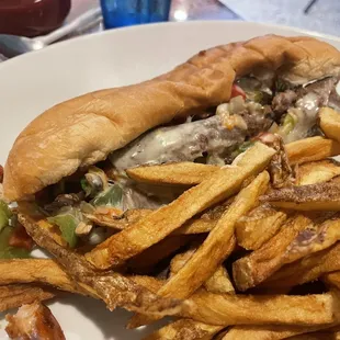 Philly Cheesesteak with homemade French Fries