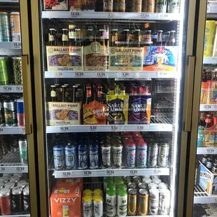 a variety of beverages on display