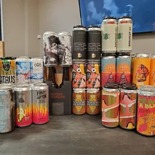 a variety of cans