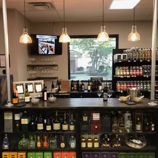 the inside of a liquor store