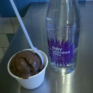 dark chocolate and brambleberry ice cream + lavender soda to try later