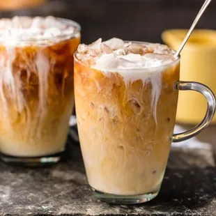two glasses of iced coffee