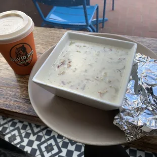 Elephant Vanilla Chai and clam chowder