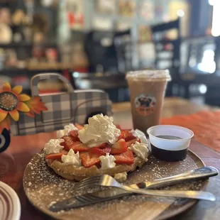Waffles and whip cream