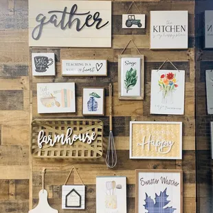  wooden wall with various signs