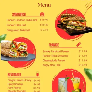 burritos and wraps, menu