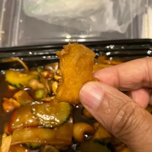 Overcook or day oldchicken.